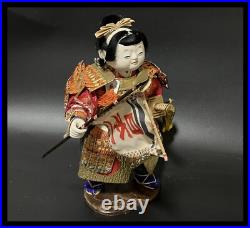 Japanese Samurai Warrior Kimekomi Doll Momotaro Peach Boy H26cm 10.23 Vintage