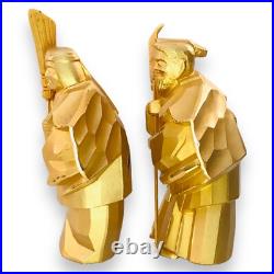 Japanese Takasago Dolls Old Man Woman Elderly Couple Gold 24KGP Lucky Longevity
