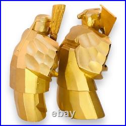 Japanese Takasago Dolls Old Man Woman Elderly Couple Gold 24KGP Lucky Longevity Japanese Takasago Dolls Old Man Woman Elderly Couple Gold 24KGP Lucky Longevity