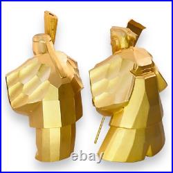 Japanese Takasago Dolls Old Man Woman Elderly Couple Gold 24KGP Lucky Longevity