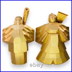 Japanese Takasago Dolls Old Man Woman Elderly Couple Gold 24KGP Lucky Longevity