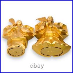 Japanese Takasago Dolls Old Man Woman Elderly Couple Gold 24KGP Lucky Longevity