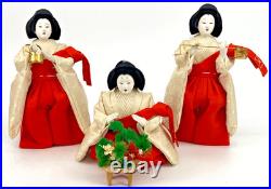 Japanese Vintage Dolls Set Three Court Ladies Hinamatsuri