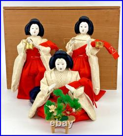 Japanese Vintage Dolls Set Three Court Ladies Hinamatsuri