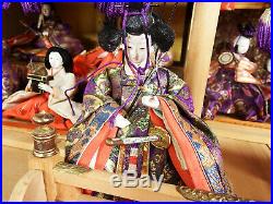Japanese Vintage Emperor & Empress with Attendants 15 Dolls in Imperial Palace