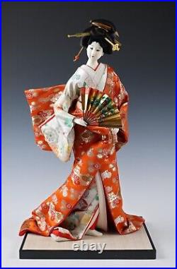 Japanese Vintage Geisha Doll -Traditional Fan- Oyama Doll