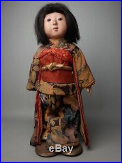 Japanese Vintage Ichimatsu Ningyo Girl Play Doll Kimono Gofun Oyster Paste Face