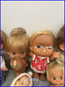 Japanese Vintage Sekiguchi Dolls 8 pcs Soft Vinyl 1970