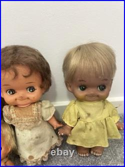Japanese Vintage Sekiguchi Dolls 8 pcs Soft Vinyl 1970