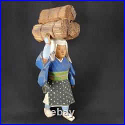 Japanese Vintage Wooden Doll Noh Kagura OHARAME Girl Doll NARA ITTOUBORI H24cm