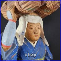 Japanese Vintage Wooden Doll Noh Kagura OHARAME Girl Doll NARA ITTOUBORI H24cm