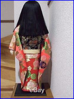 Japanese Vtg. 67cm(26.3'')Tall Furisode Girl/Ichimatsu Doll/SAKURA KImono/ningyo