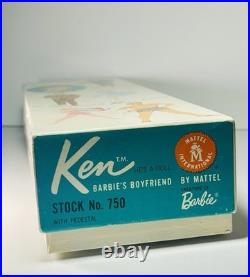 KEN DOLL Mattel Vintage #750 Flocked Blonde Hair in Original 1961 Box