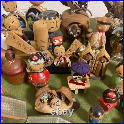 KOKESHI Japanese Vintage Wooden Doll Creative set of 40 Lot Bulk 3m-18cm