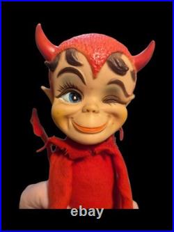 Kamar Japan Rubber Face Devil Plush Doll 15 Inches Kitschy Rare Collectible VTG