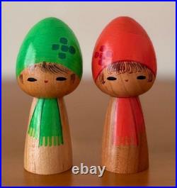 Kato Masami Tomoshibi Kokeshi Dolls Vintage Pair Handcrafted Collectible
