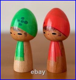 Kato Masami Tomoshibi Kokeshi Dolls Vintage Pair Handcrafted Collectible