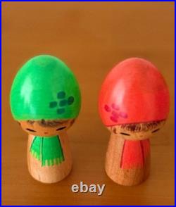 Kato Masami Tomoshibi Kokeshi Dolls Vintage Pair Handcrafted Collectible