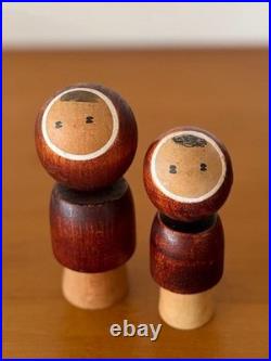 Kokeshi 8.5cm 10cm Retro Pair Kokeshi Doll Collectible Vintage Showa Style