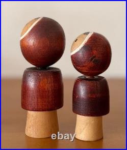 Kokeshi 8.5cm 10cm Retro Pair Kokeshi Doll Collectible Vintage Showa Style
