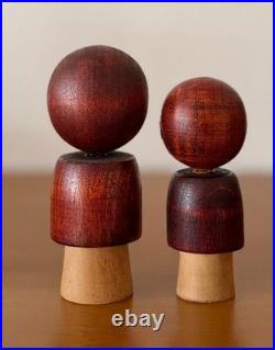 Kokeshi 8.5cm 10cm Retro Pair Kokeshi Doll Collectible Vintage Showa Style