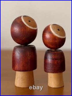 Kokeshi 8.5cm 10cm Retro Pair Kokeshi Doll Collectible Vintage Showa Style