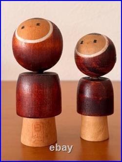 Kokeshi 8.5cm 10cm Retro Pair Kokeshi Doll Collectible Vintage Showa Style