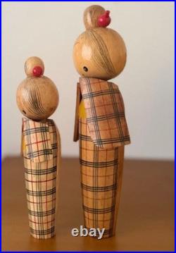 Kokeshi Doll Set Kimono Girl Approx. Height 1925cm Vintage Rare Old Retro