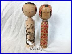 Kokeshi Vintage Showa Retro Doll Set 2 Piece Handcrafted Rare Authentic