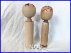 Kokeshi Vintage Showa Retro Doll Set 2 Piece Handcrafted Rare Authentic