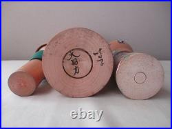 Kokeshi Wooden Dolls Three Piece Handmade Vintage Authentic Set Japanese