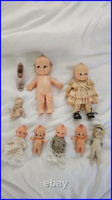 LOT 8 Vintage Kewpie Dolls Plus Large Decorative Shoe. Rare Japanese Bisque