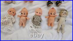LOT 8 Vintage Kewpie Dolls Plus Large Decorative Shoe. Rare Japanese Bisque