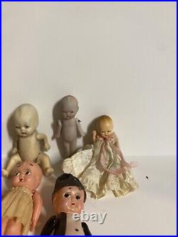 LOT OF 16 ANTIQUE BISQUE CELLULOID Jointed Miniature Dolls! Germany Japan