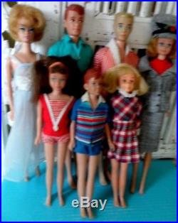 LOT OF VINTAGE BARBIE, MIDGE, KEN, ALLAN, RICKY, SKIPPER & SKOOTER 1960's JAPAN