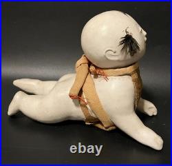 Large Japanese Antique Gosho Doll Hauko Crawling Baby Edo Period 7.08 18cm Rare