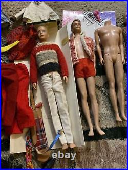 Large Lot Of Ken Doll Clothes & Dolls For Parts & Restoration 1960's Vintage Box