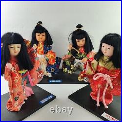 Lot 4 Yamaha Kyugetsu Doll Holding Fan Japanese Tokyo Japan Collectible Vintage