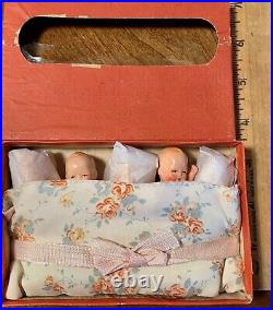 Lot 5 VTG Dollhouse Dolls Quintuplets Bisque Japan In Original Box 3