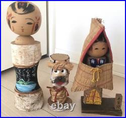 Lot 9 Japanese Kokeshi Doll Set Showa Retro Wooden Statue Vintage Free Shipping