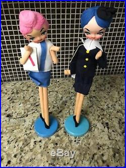 Lot Of 2 Vintage Holiday Fair 1964 Dolls Hedaya & Co Made In Japan