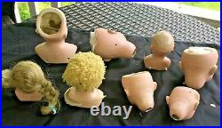 Lot Of 8 Antique Bisque Doll Heads Am, Bp, Nippon, Cod