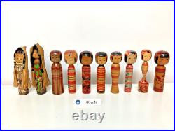 Lot of 10 Vintage Japanese Kokeshi Dolls Several Shape 5.97.0 in 1109B