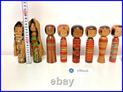 Lot of 10 Vintage Japanese Kokeshi Dolls Several Shape 5.97.0 in 1109B