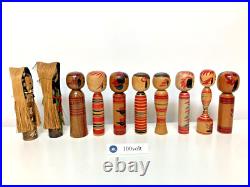 Lot of 10 Vintage Japanese Kokeshi Dolls Several Shape 5.97.0 in 1109B