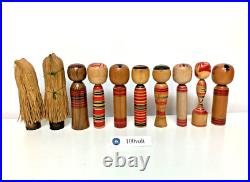Lot of 10 Vintage Japanese Kokeshi Dolls Several Shape 5.97.0 in 1109B
