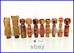 Lot of 10 Vintage Japanese Kokeshi Dolls Several Shape 5.97.0 in 1109B
