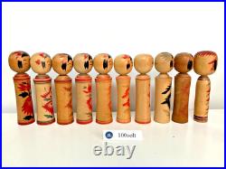 Lot of 10 Vintage Japanese Kokeshi Dolls Several Shape 6.77.2 in #1026E
