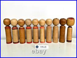 Lot of 10 Vintage Japanese Kokeshi Dolls Several Shape 6.77.2 in #1026E