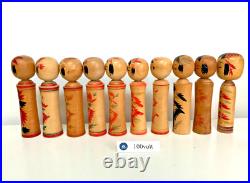 Lot of 10 Vintage Japanese Kokeshi Dolls Several Shape 6.77.2 in #1026E